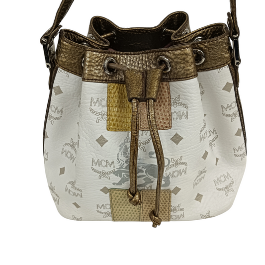 MCM Shoulder Bag 041004 Rank C White/Yellow