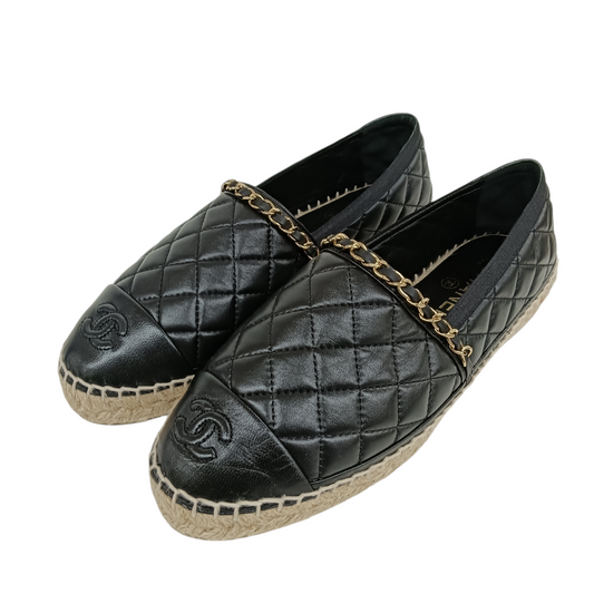 CHANEL Espadrille 39 Lady's Black G36966 Rank B