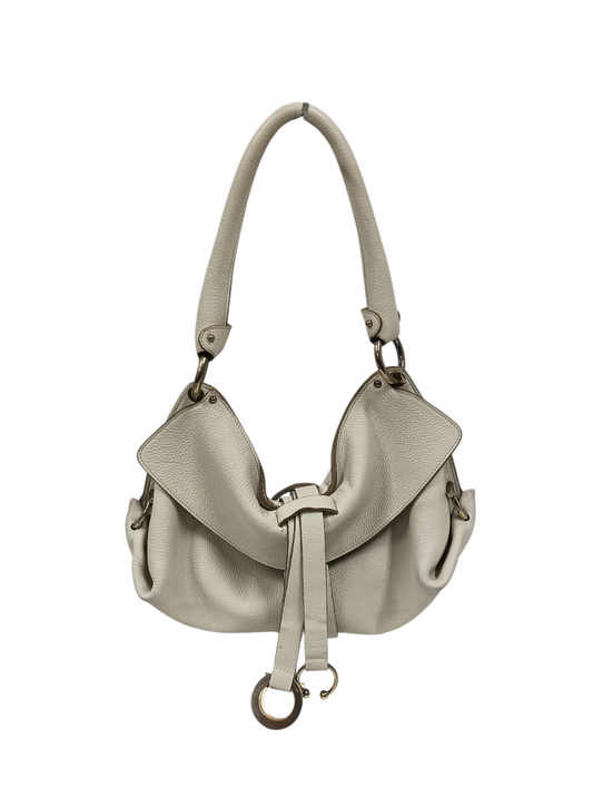 Salvatore Ferragamo Shoulder Bag White EE-21 B643/ Rank(B) Stain/Damage