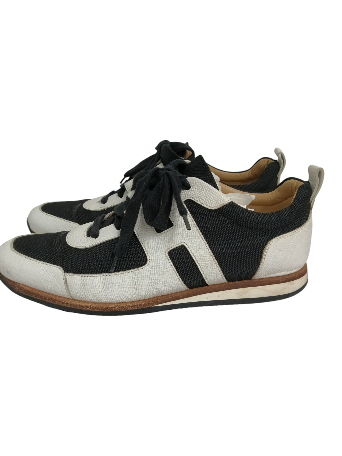 HERMES PARTNER SNEAKER SIZE 42 MENS BLACK/WHITE 172300ZH STAIN