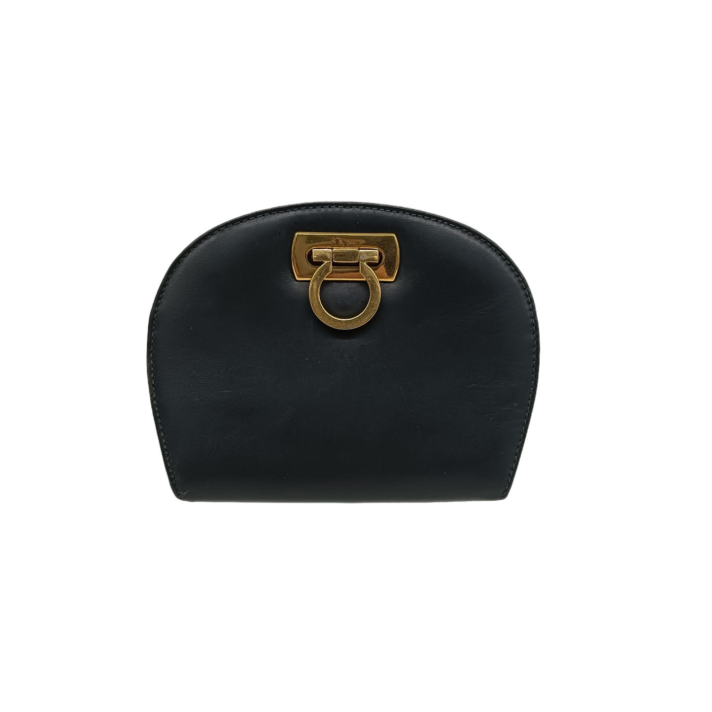 SALVATORE FERRAGAMO Shoulder Bag Gancini AQ-216150 Black Damage