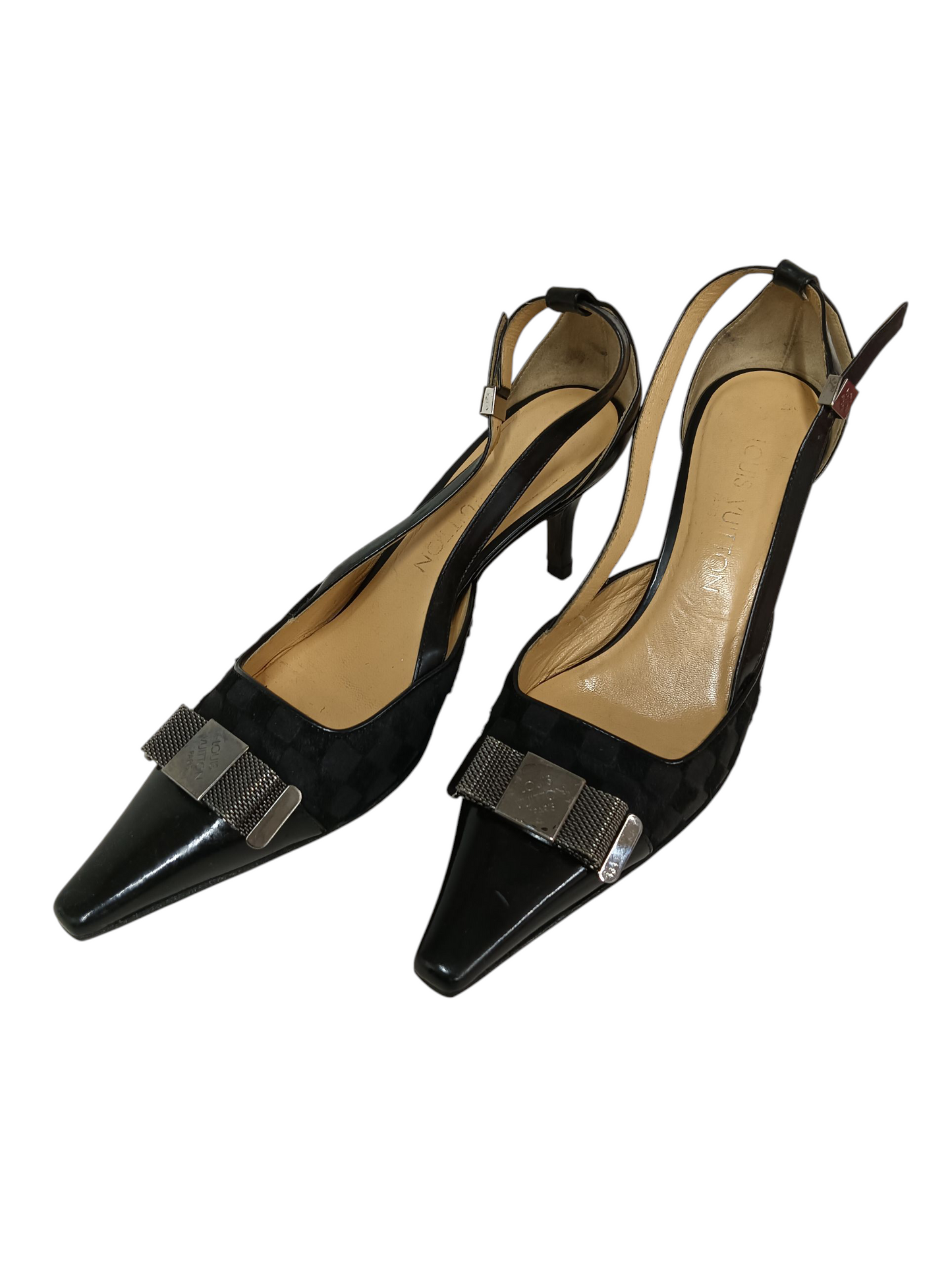 LOUIS VUITTON Pumps Size 37 Lady's Black Stain NQ0064