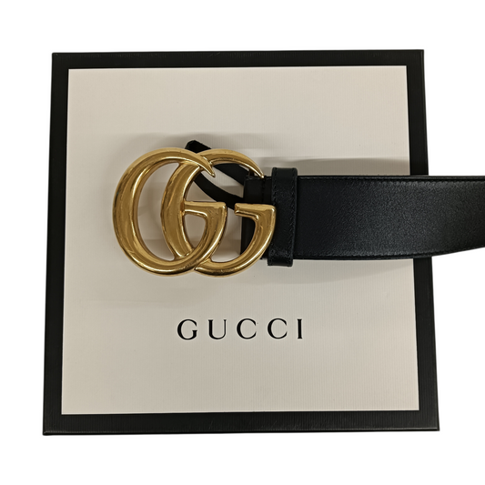 GUCCI Belt Black/Gold 400593 Double G