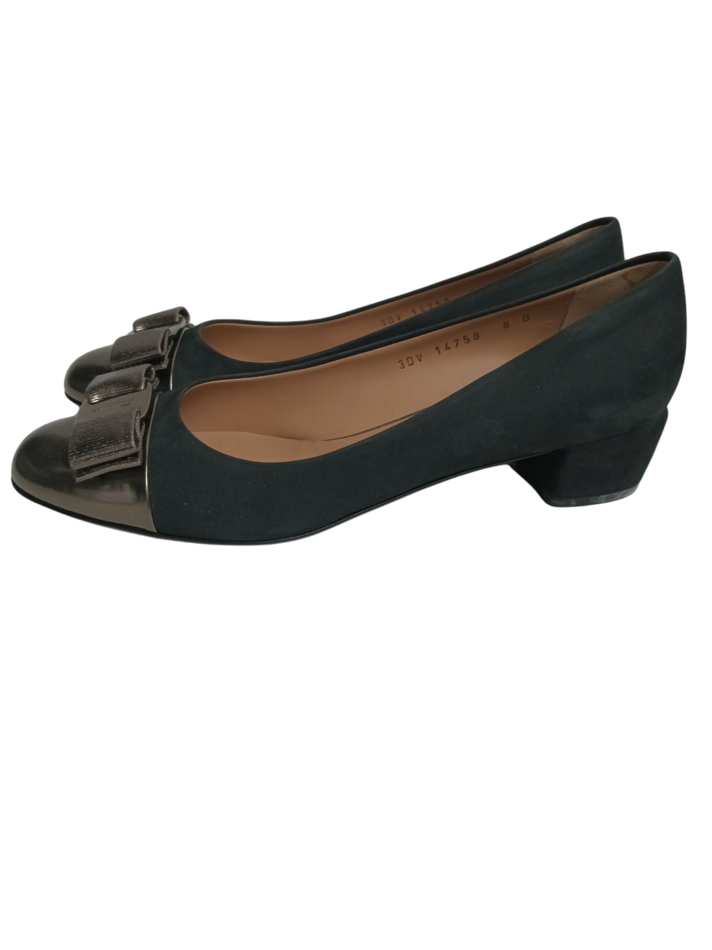 SALVATORE FERRAGAMO SINDY SIZE 39.5 BLACK/SILVER 3DV 14758