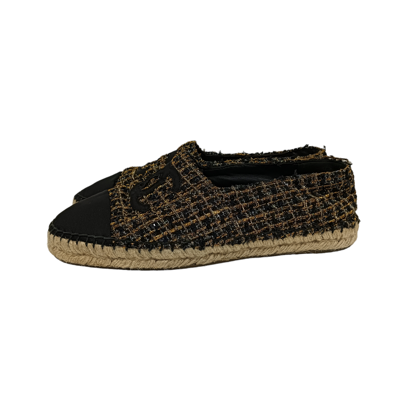 CHANEL Espadrille 40 Lady's Black/Gold G29762