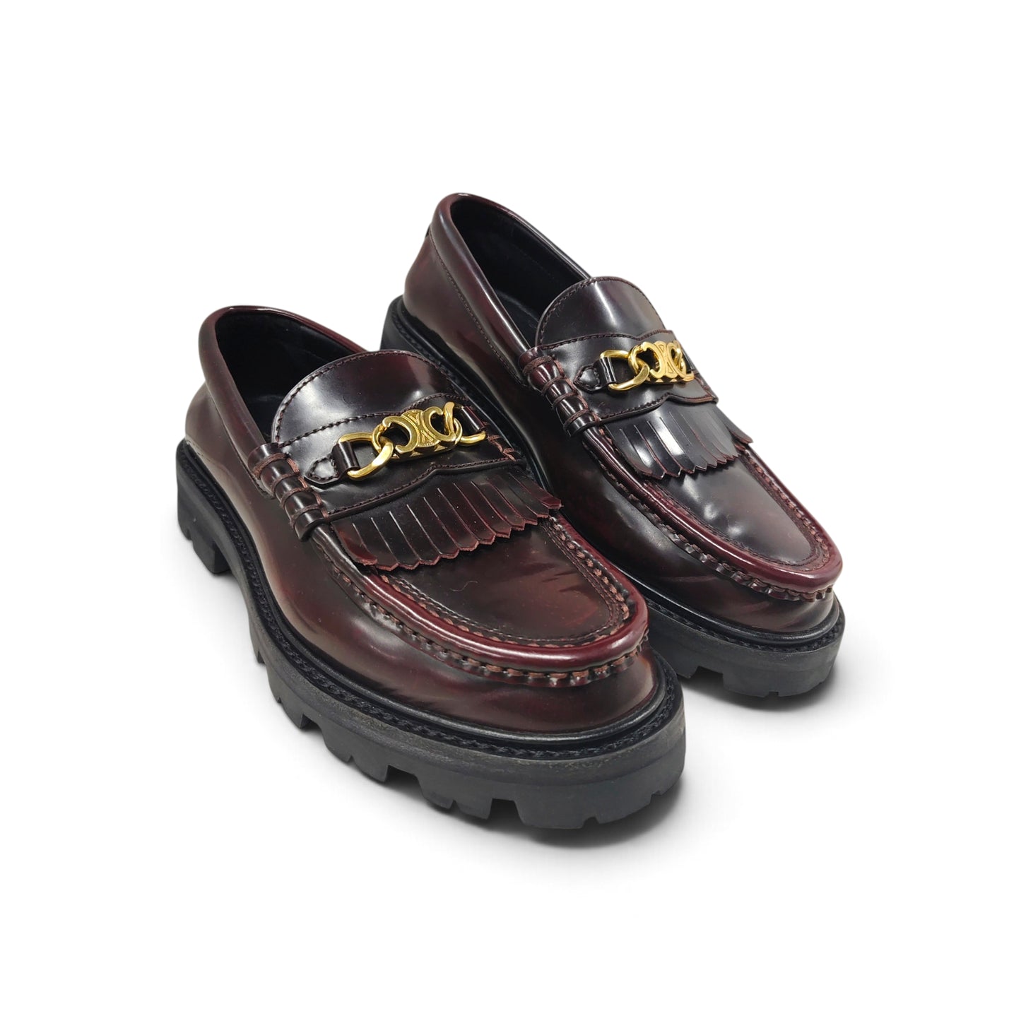 CELINE Loafers Size 37 Lady's Burgundy FA0271 Rank B