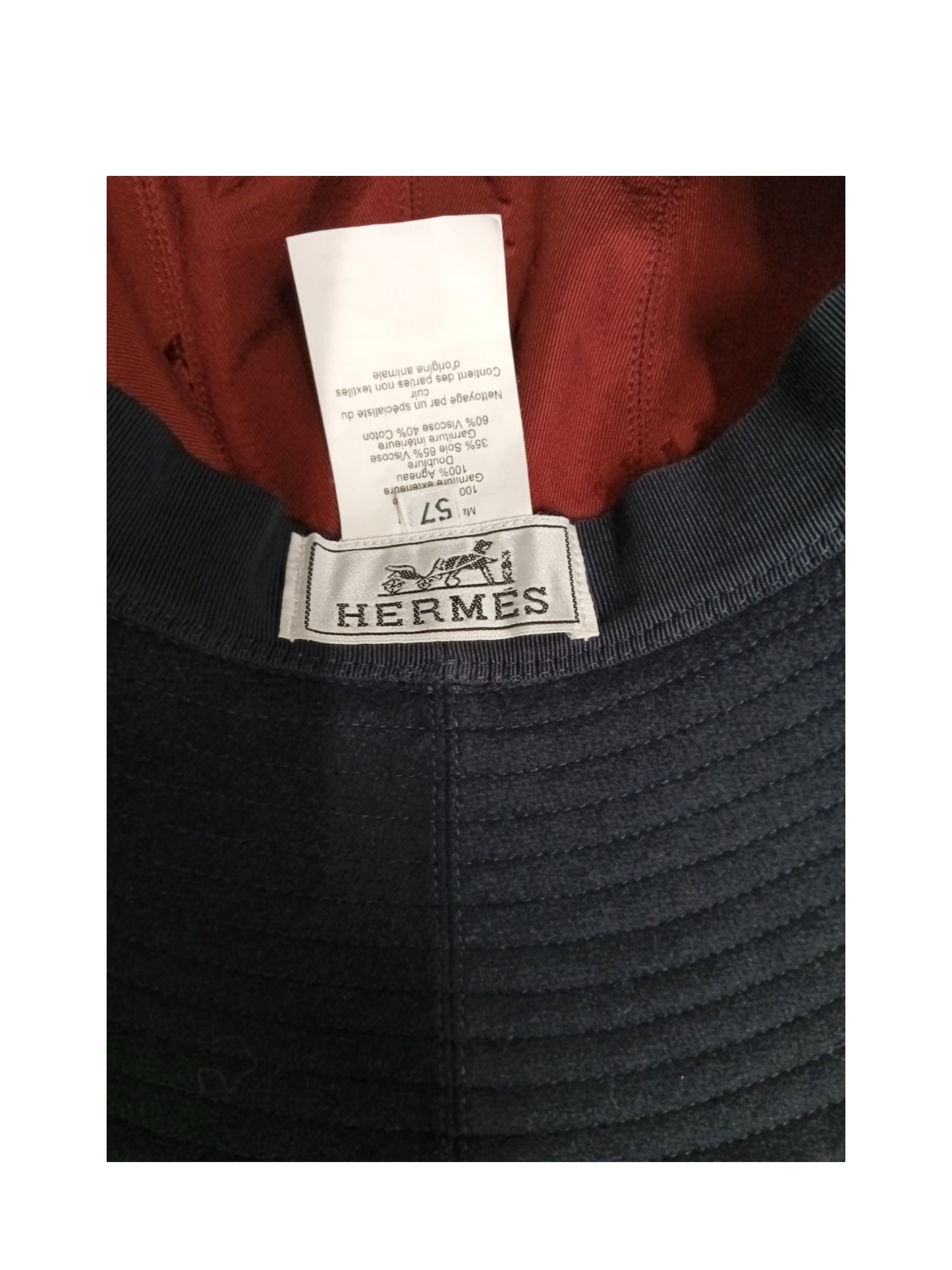 HERMES HAT NAVY CASHMERE 100% RANK(A)