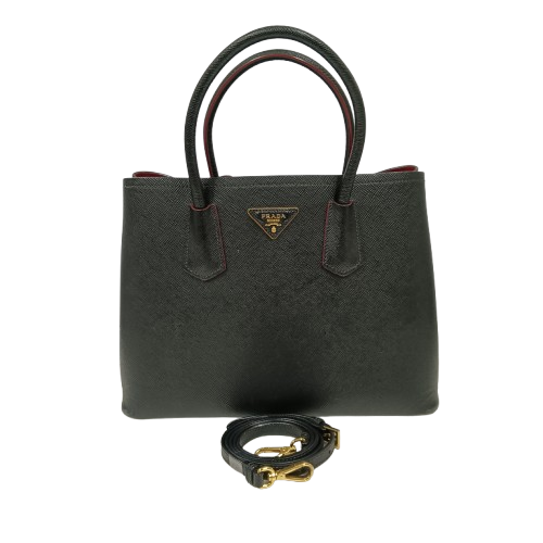 PRADA 2WAY Bag Saffiano 1BG 775 Black/Red **Damage/Inside Damage/Stain