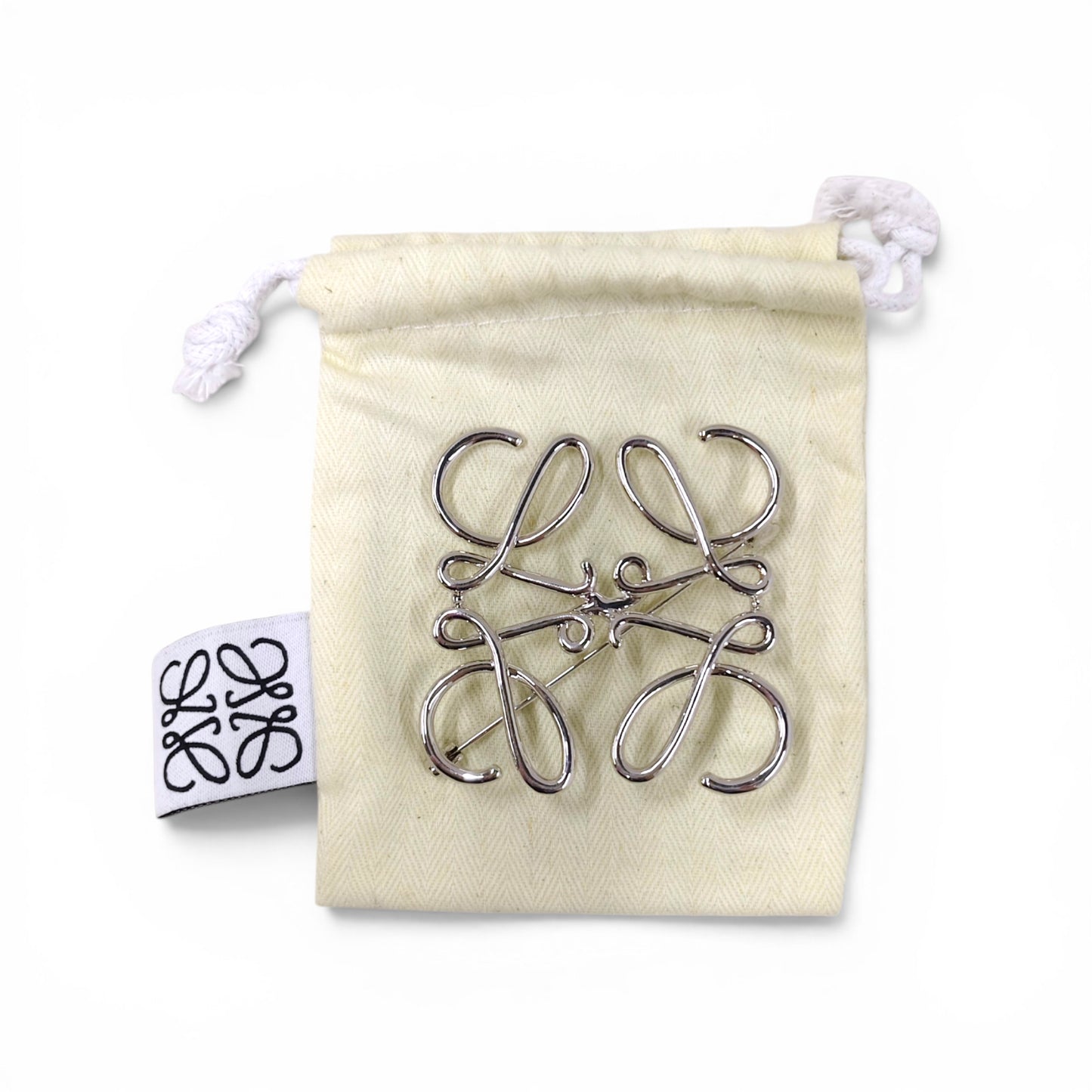 LOEWE Brooch Silver Anagram Rank B