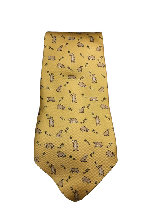 HERMES NECKTIE YELLOW