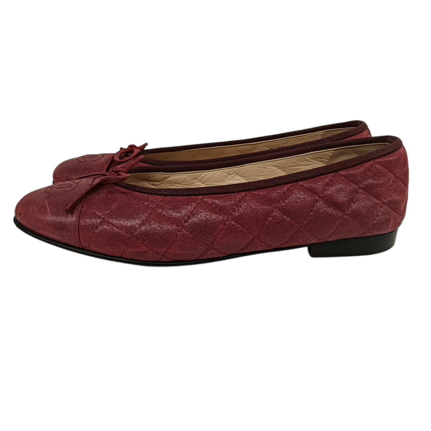 CHANEL Pumps 38 Lady's Red RANK BC Stain G26250