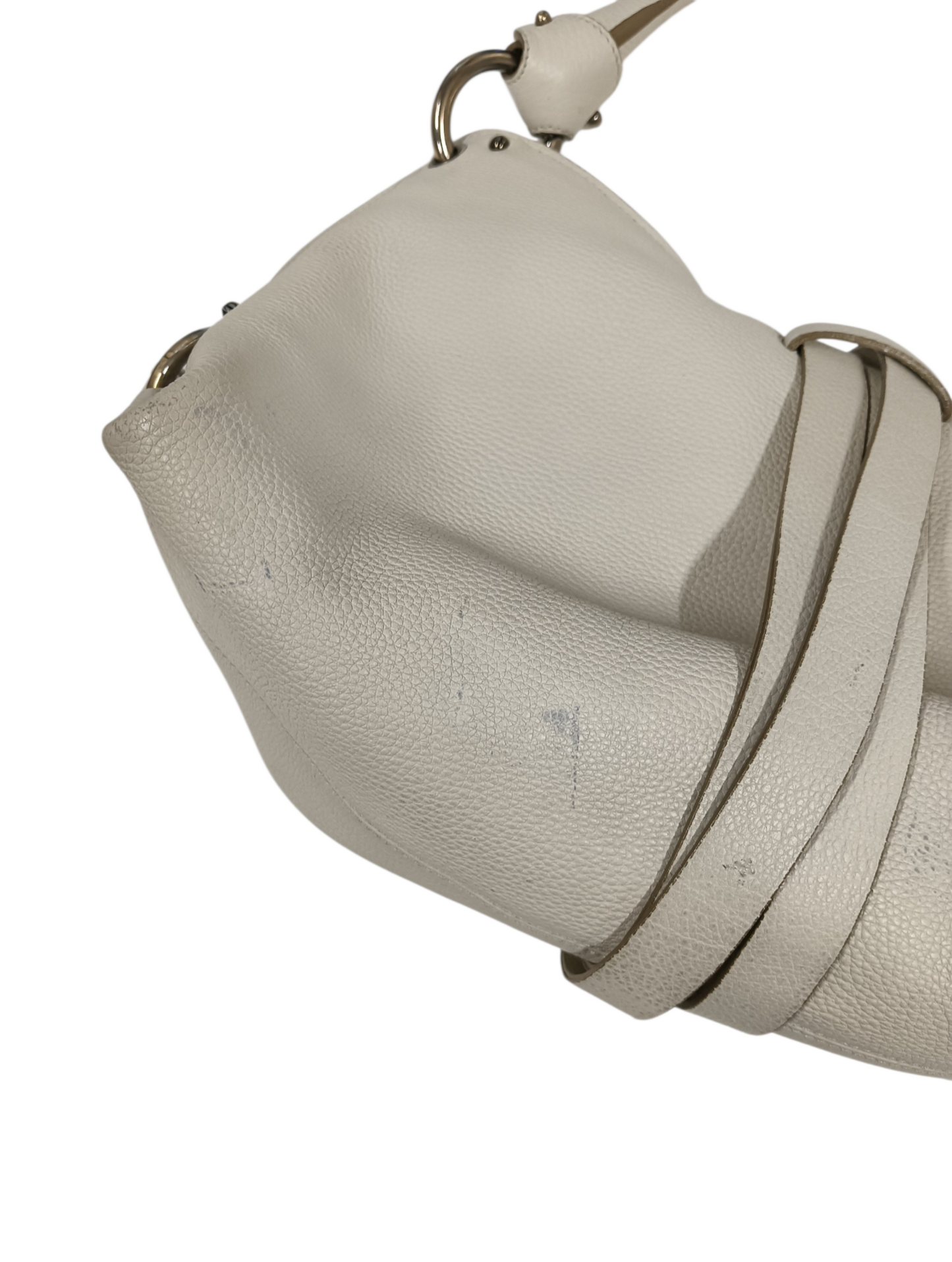 Salvatore Ferragamo Shoulder Bag White EE-21 B643/ Rank(B) Stain/Damage