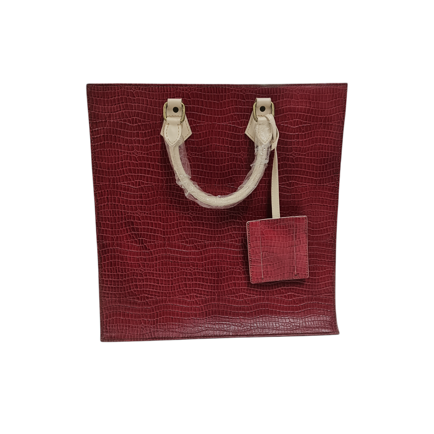 VR LEATHER TOTE BAG CROCODILE RED