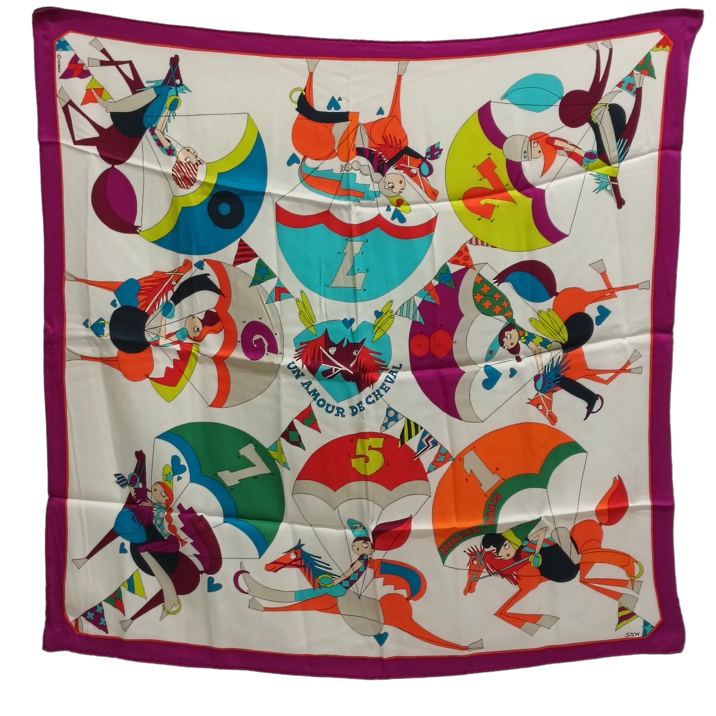 HERMES Scarf Multi Color UN AMOUR DE CHEVAL