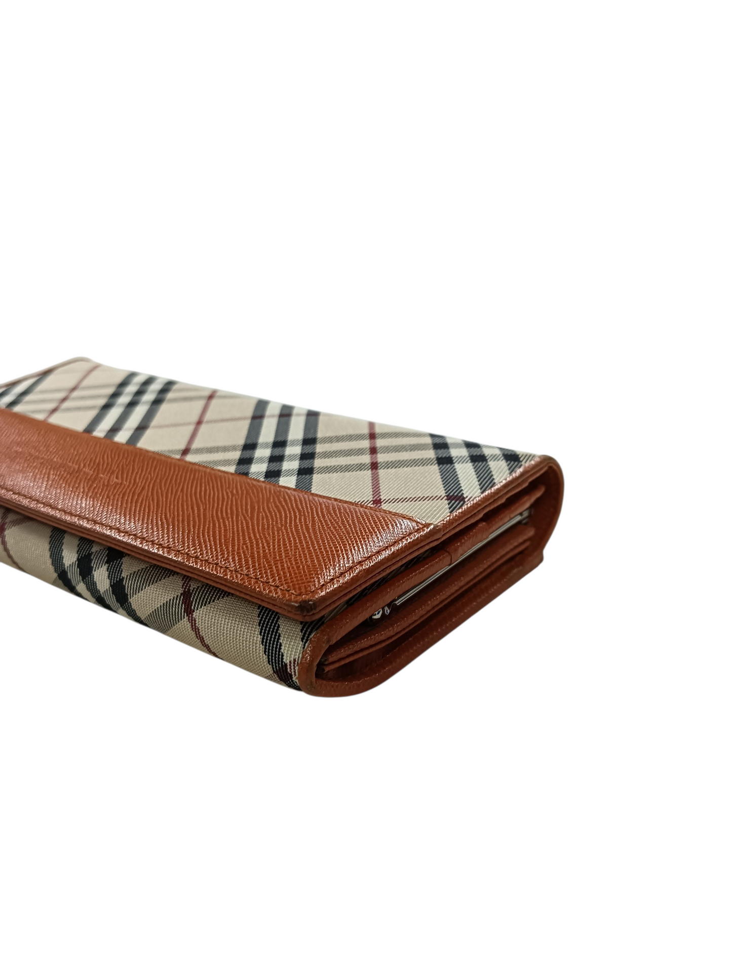 BURBERRY Long Wallet Orange And Beige Stain