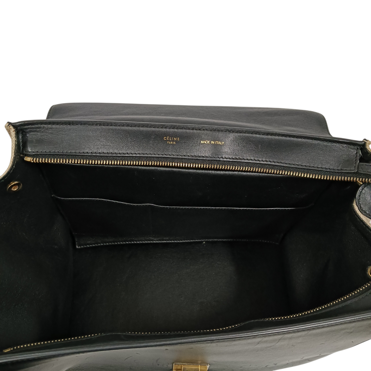 CELINE 2WAY Bag Trapeze Medium U-CU-1123 Olive/Black Damage/Stain