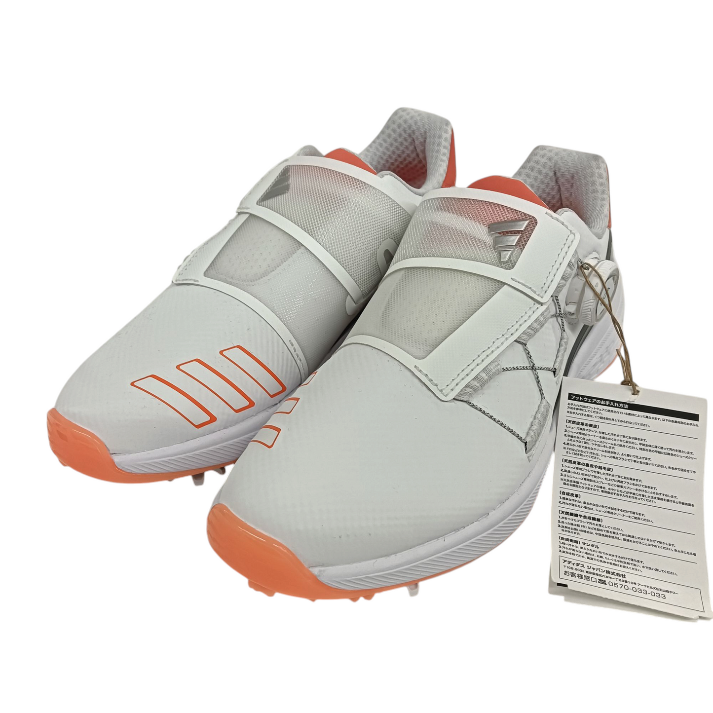 Adidas Golf Shoes 6.5US Lady's White And Orange Rank(A) HP2225