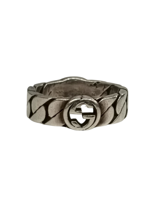 GUCCI Ring Sterling Silver Interlocking Silver