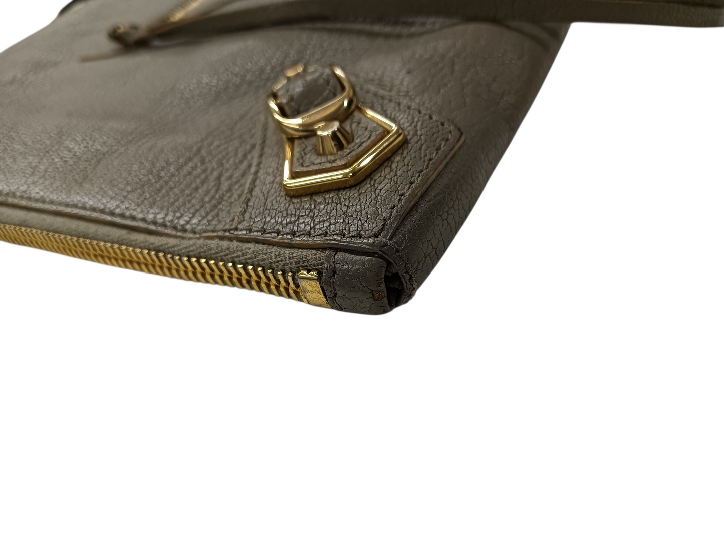 BALENCIAGA Clutch Bag Khaki 12 11 C 568024 Stain 390186