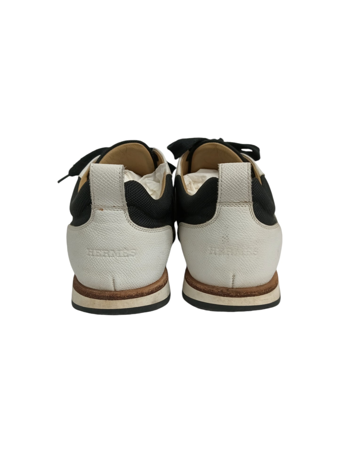 HERMES PARTNER SNEAKER SIZE 42 MENS BLACK/WHITE 172300ZH STAIN