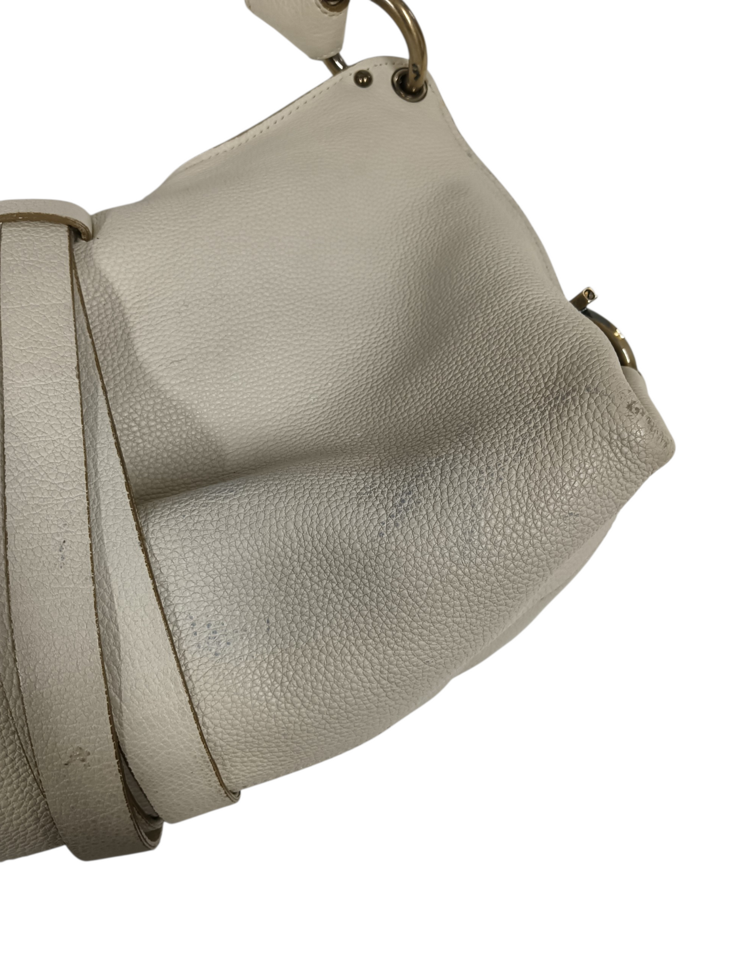 Salvatore Ferragamo Shoulder Bag White EE-21 B643/ Rank(B) Stain/Damage