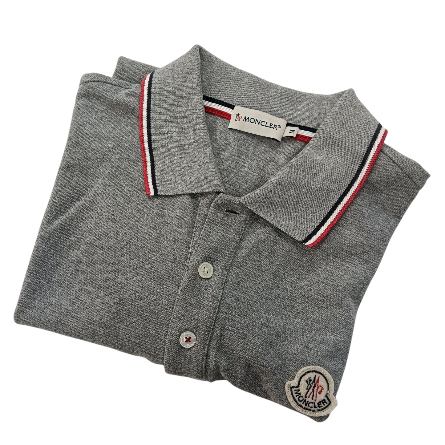 MONCLER POLO SHIRT MENS SIZE M GRAY