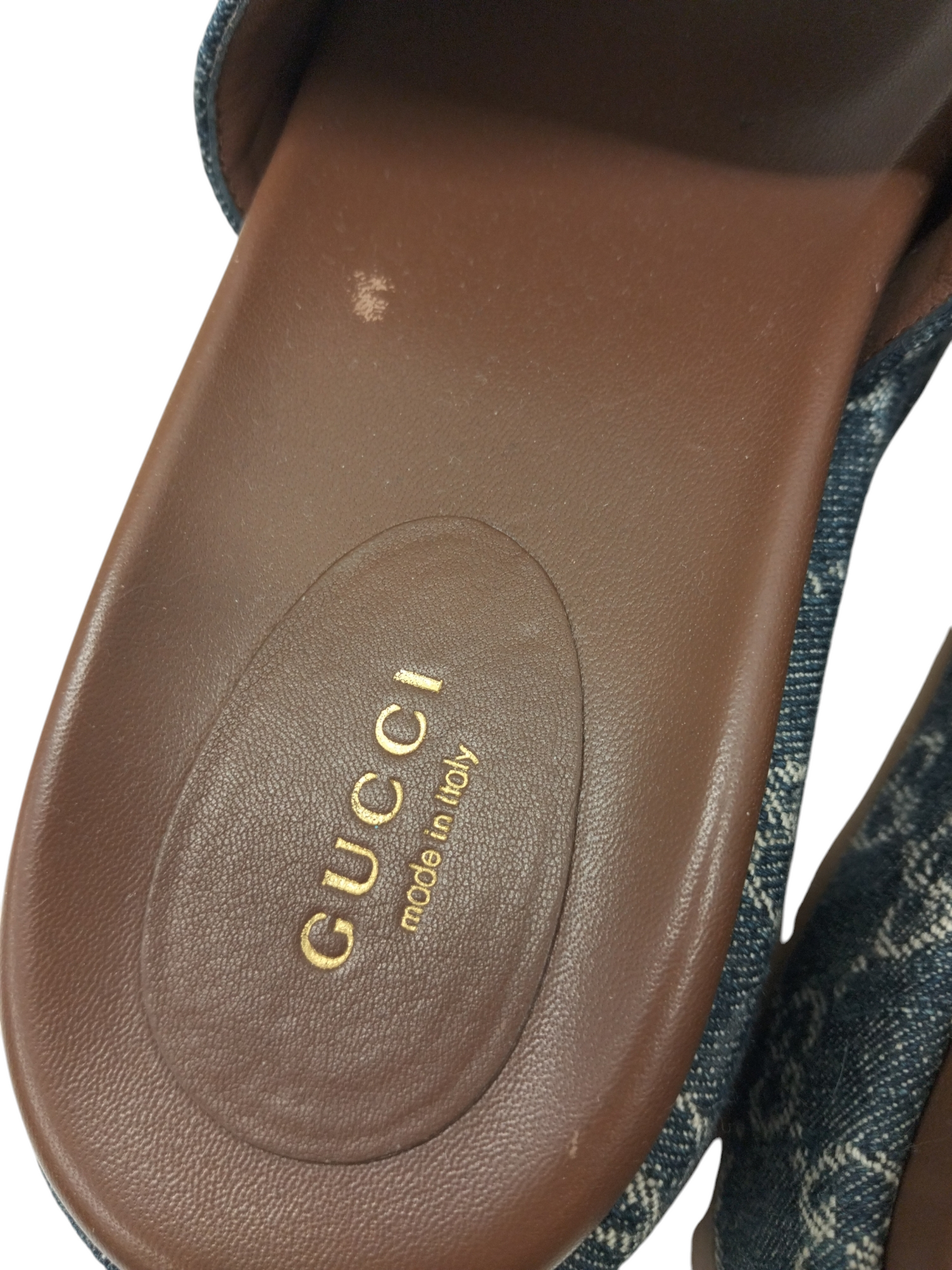 GUCCI SANDAL 37 1/2 LADY'S NAVY AND BROWN RANK (B) 623212
