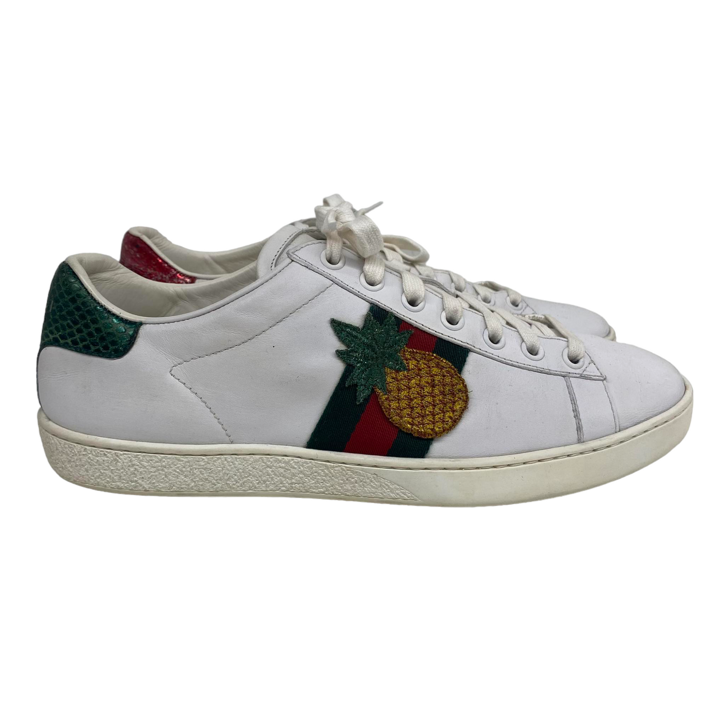 GUCCI Sneaker 37 1 2 431920 Lady s White Scratch Stain Ace pineapple