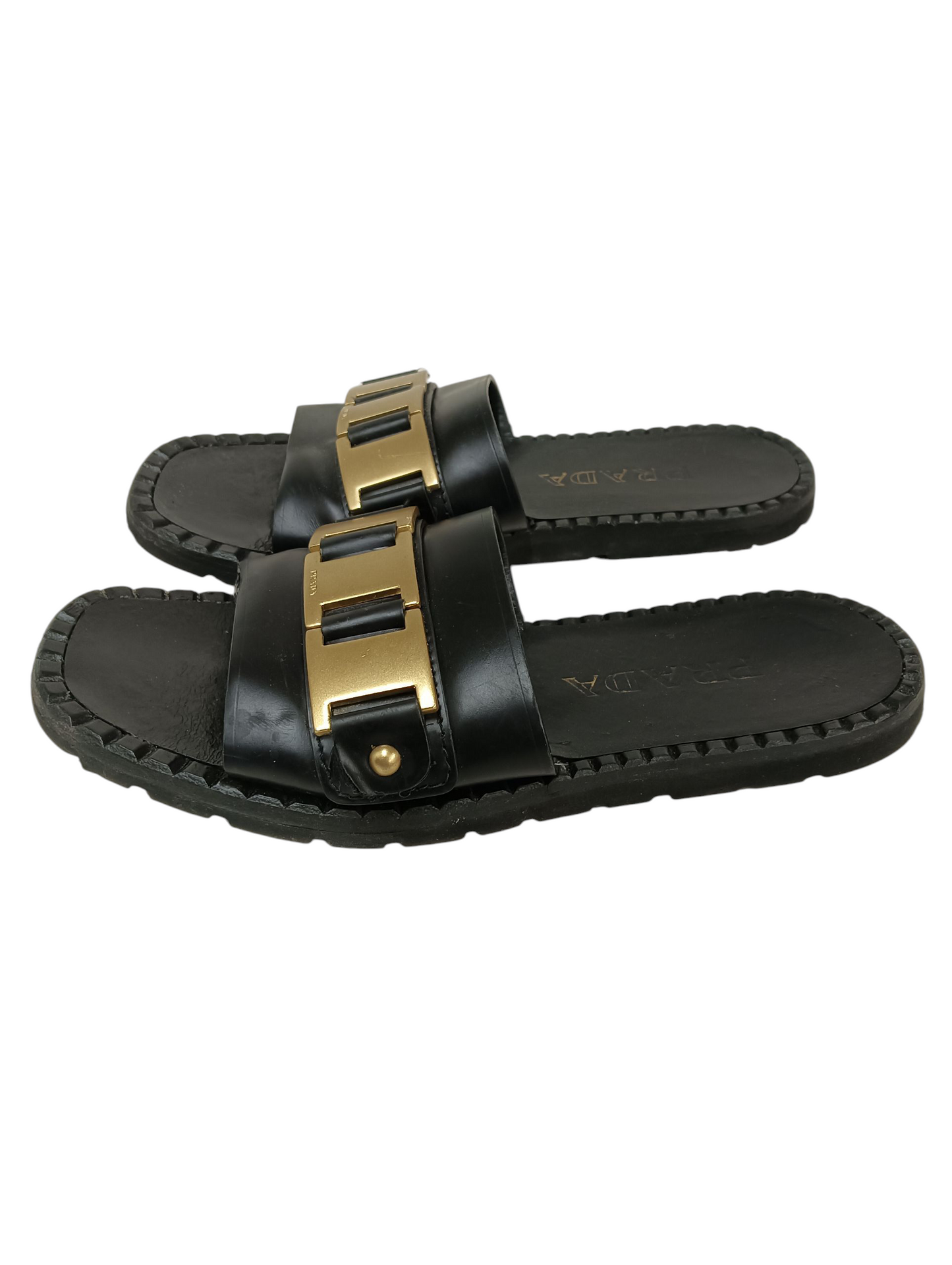 PRADA Stylish Sandals Size 38 Lady's Black Damage