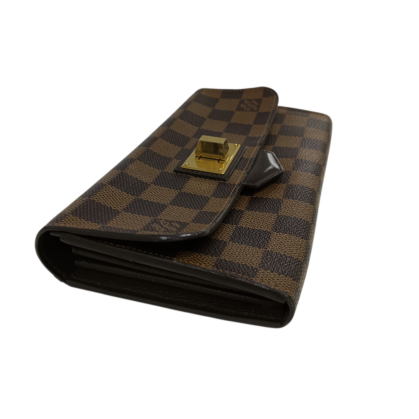 LOUIS VUITTON Long Wallet Damier N63017 Brown Scratch/Damage CA2172 Rosebery Ebene