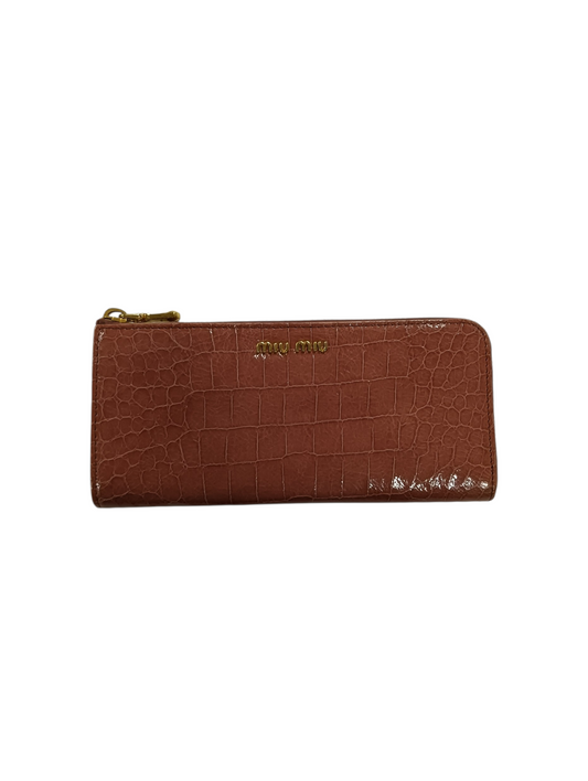 MIU MIU Long Wallet CROC EMBOSSED LEATHER Pink Stain