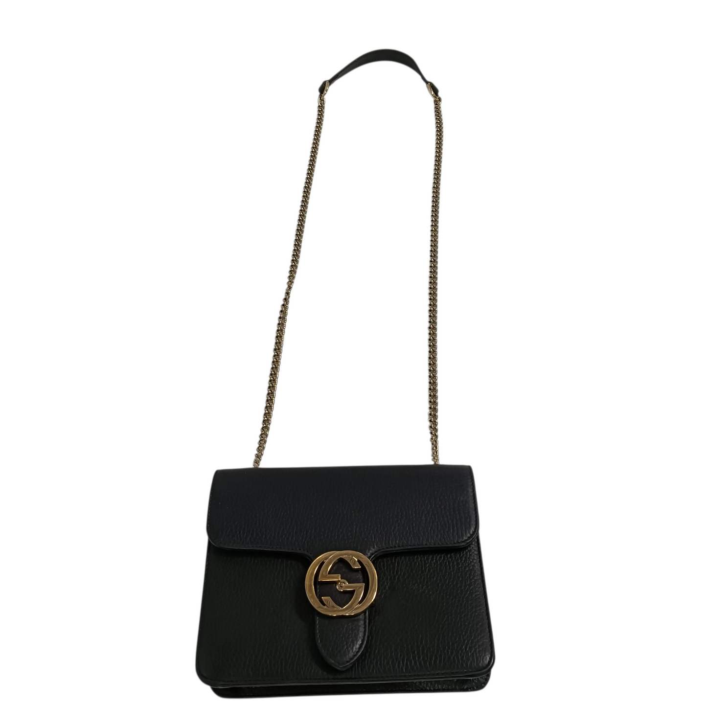 GUCCI Chain Shoulder Bag Interlocking G 510304 Black Stain