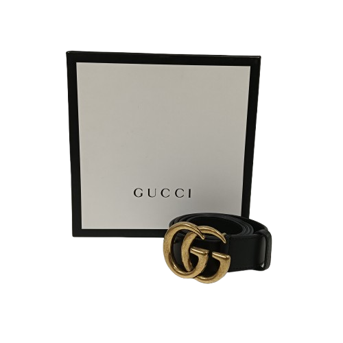 GUCCI Belt Black And Gold **Scratch 414516