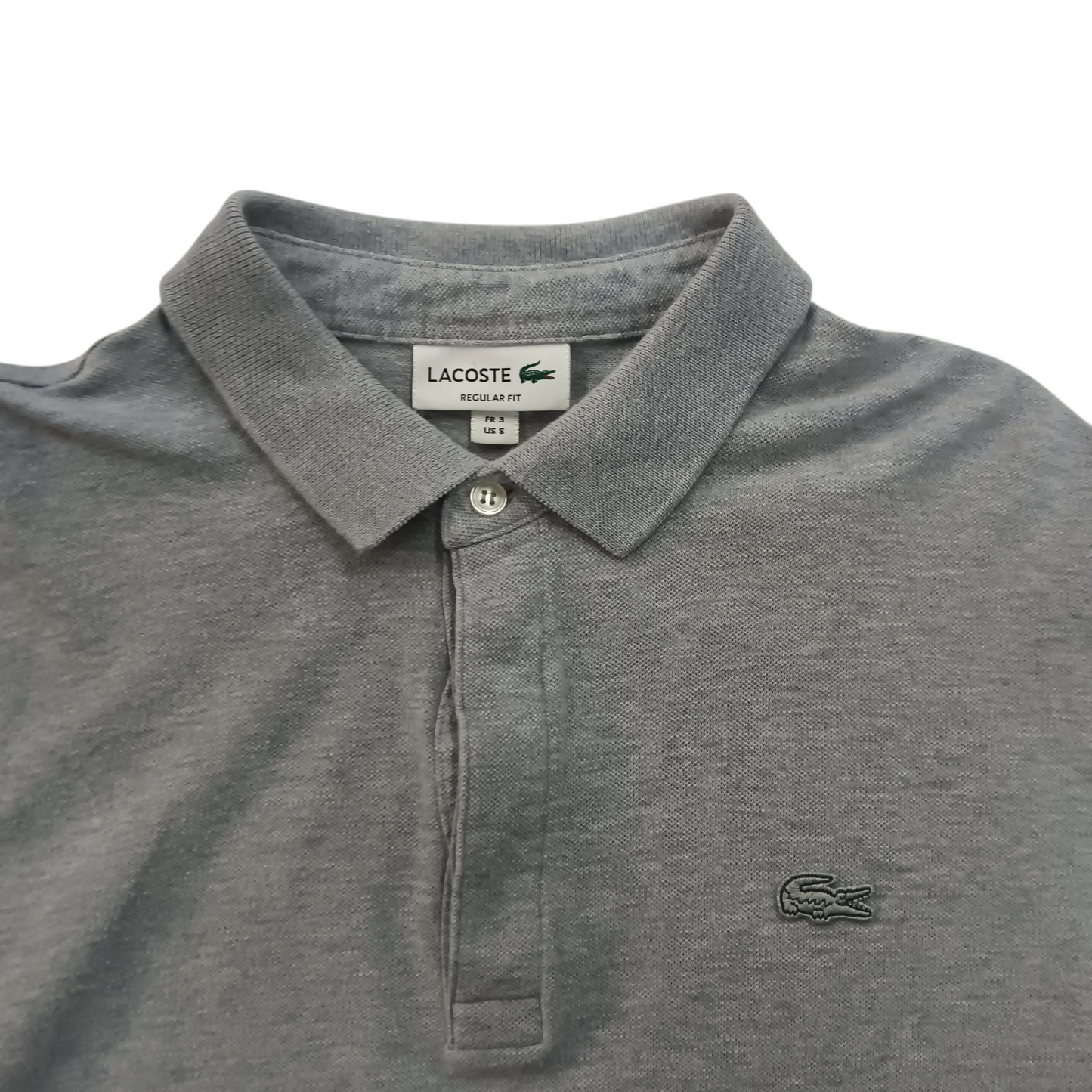 LACOSTE Polo Shirt Size S Men Light Gray(Gray Logo)