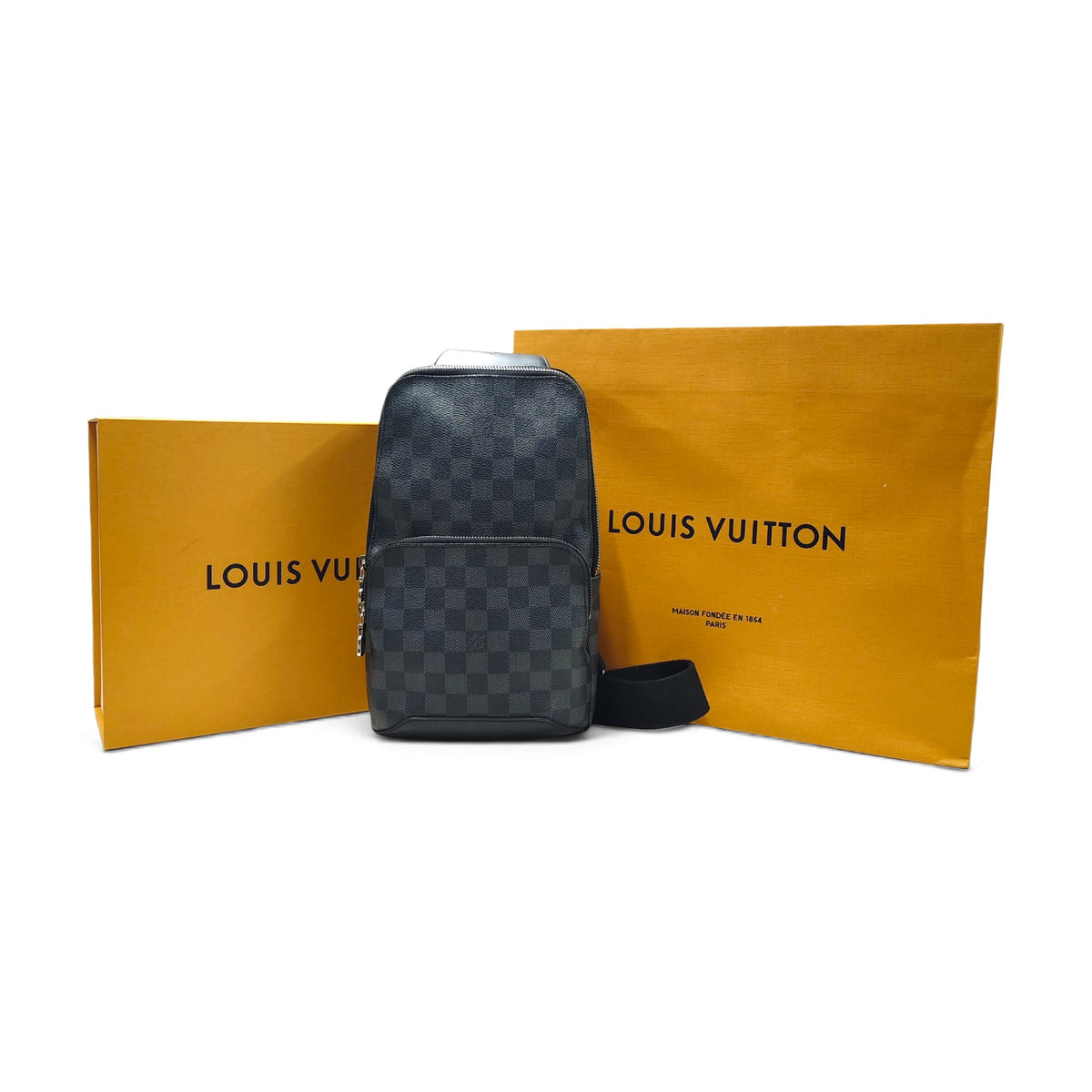 LOUIS VUITTON Body Bag Damier Graphite N41719 Black MB4118 Scratch/Sticky Rank B