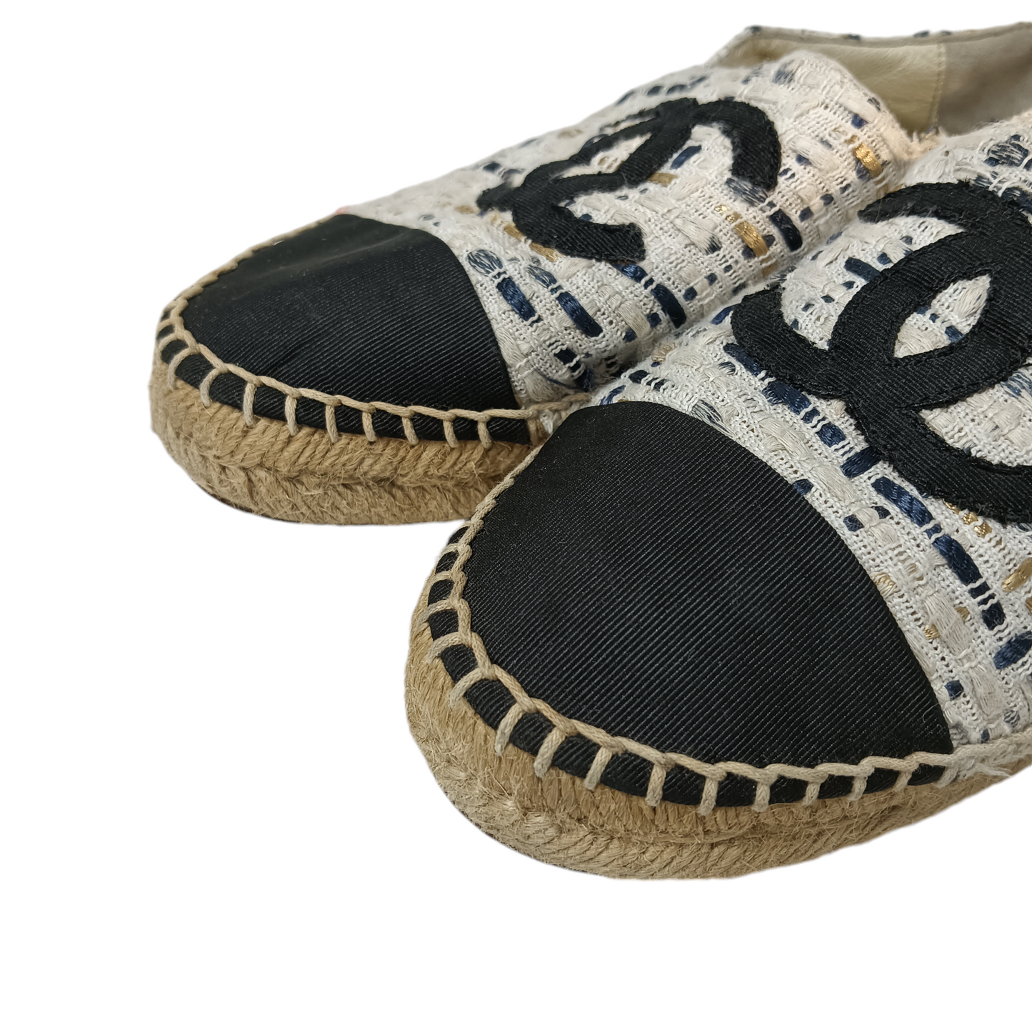 CHANEL Espadrille 37 Lady's White/Black G29762