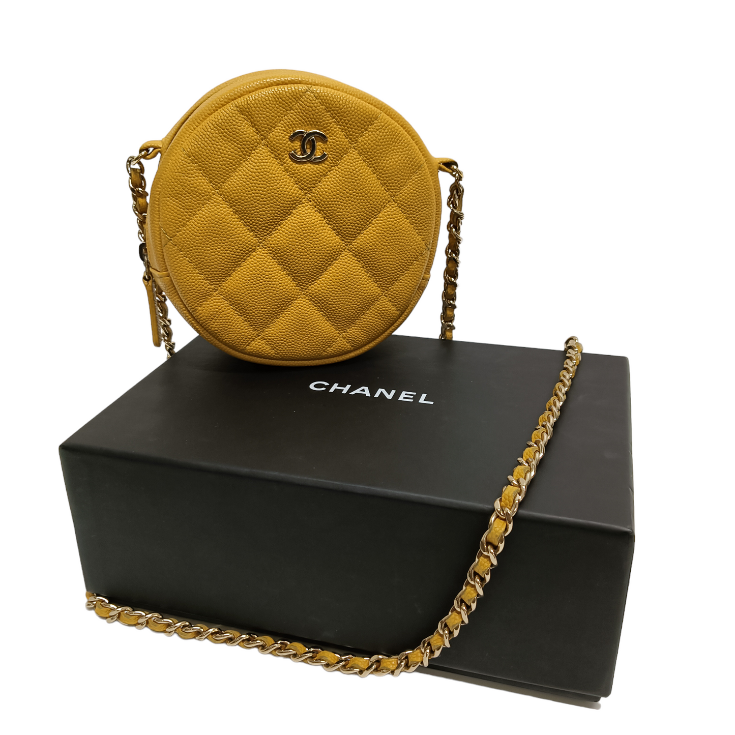 CHANEL Shoulder Pouch Matrasse Yellow Cavier  Skin 26854100