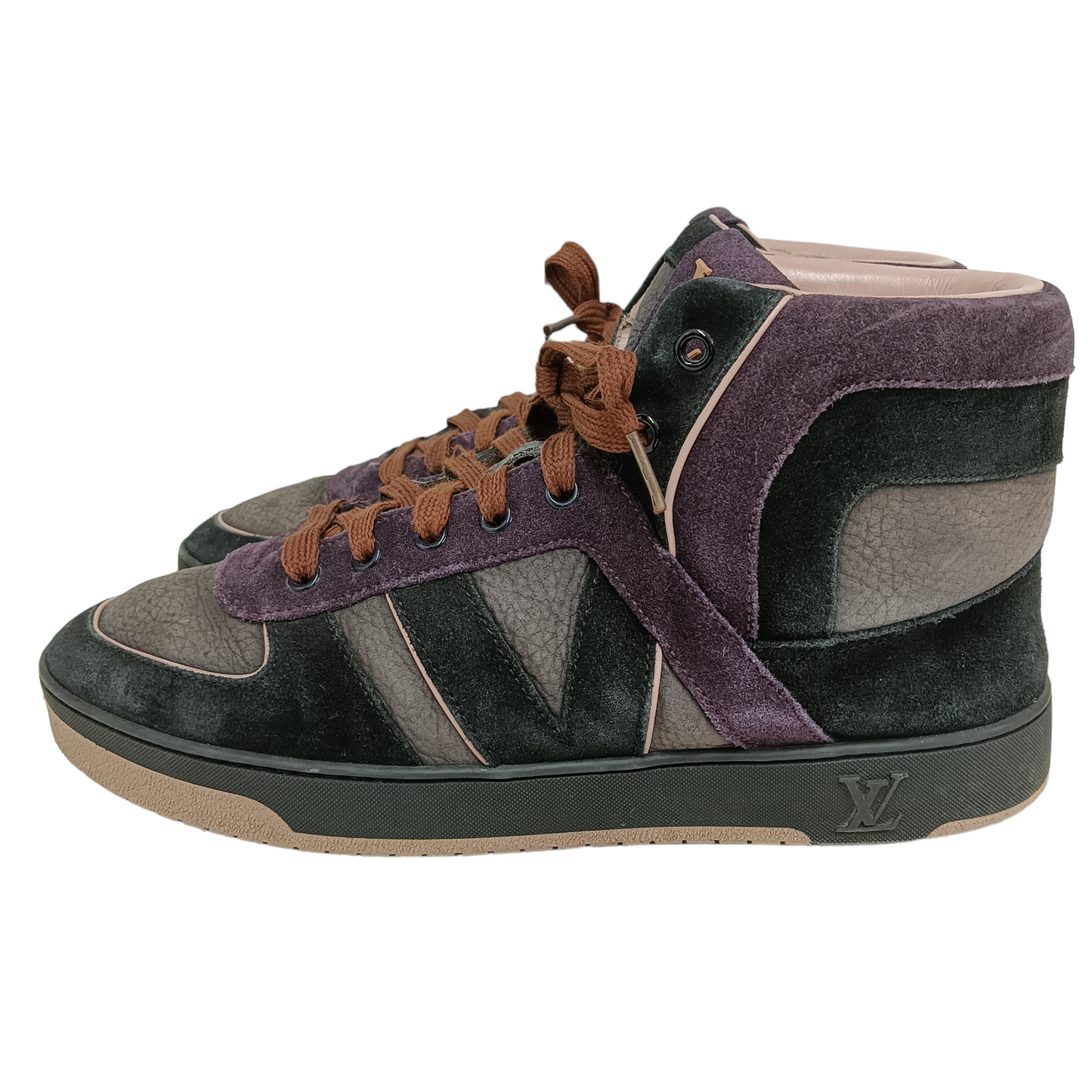 LOUIS VUITTON High Cut Sneakers 5 Purple Black L1 0151 Lady's