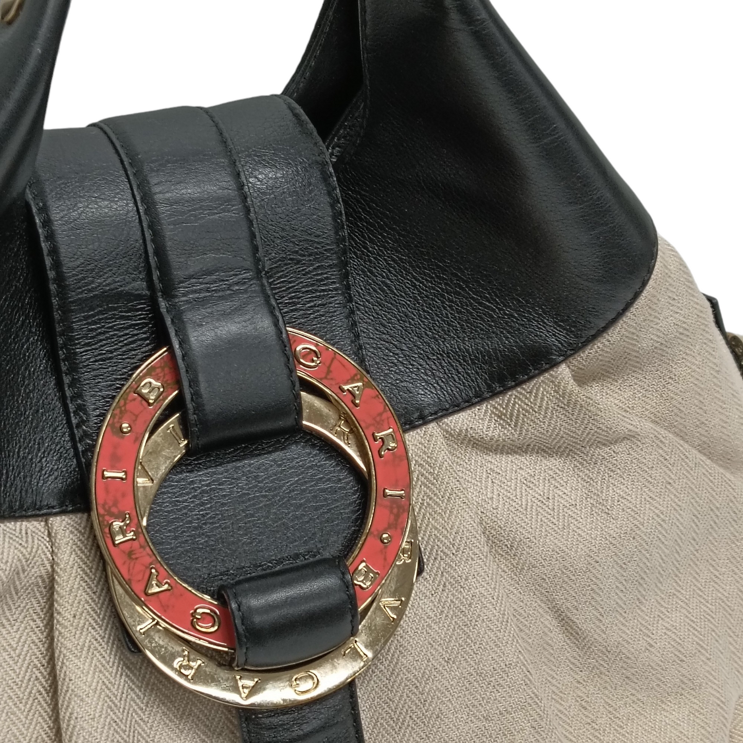 BVLGARI Bag Chandra Beige/Black LD K10 33180