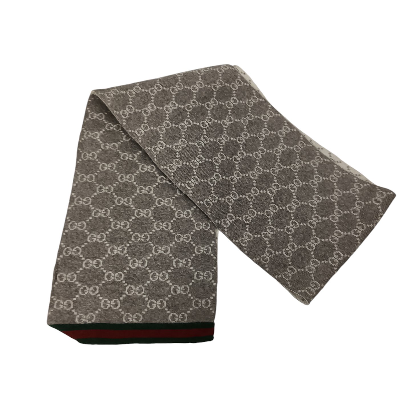 GUCCI SCARF LIGHT GRAY/GREEN/RED