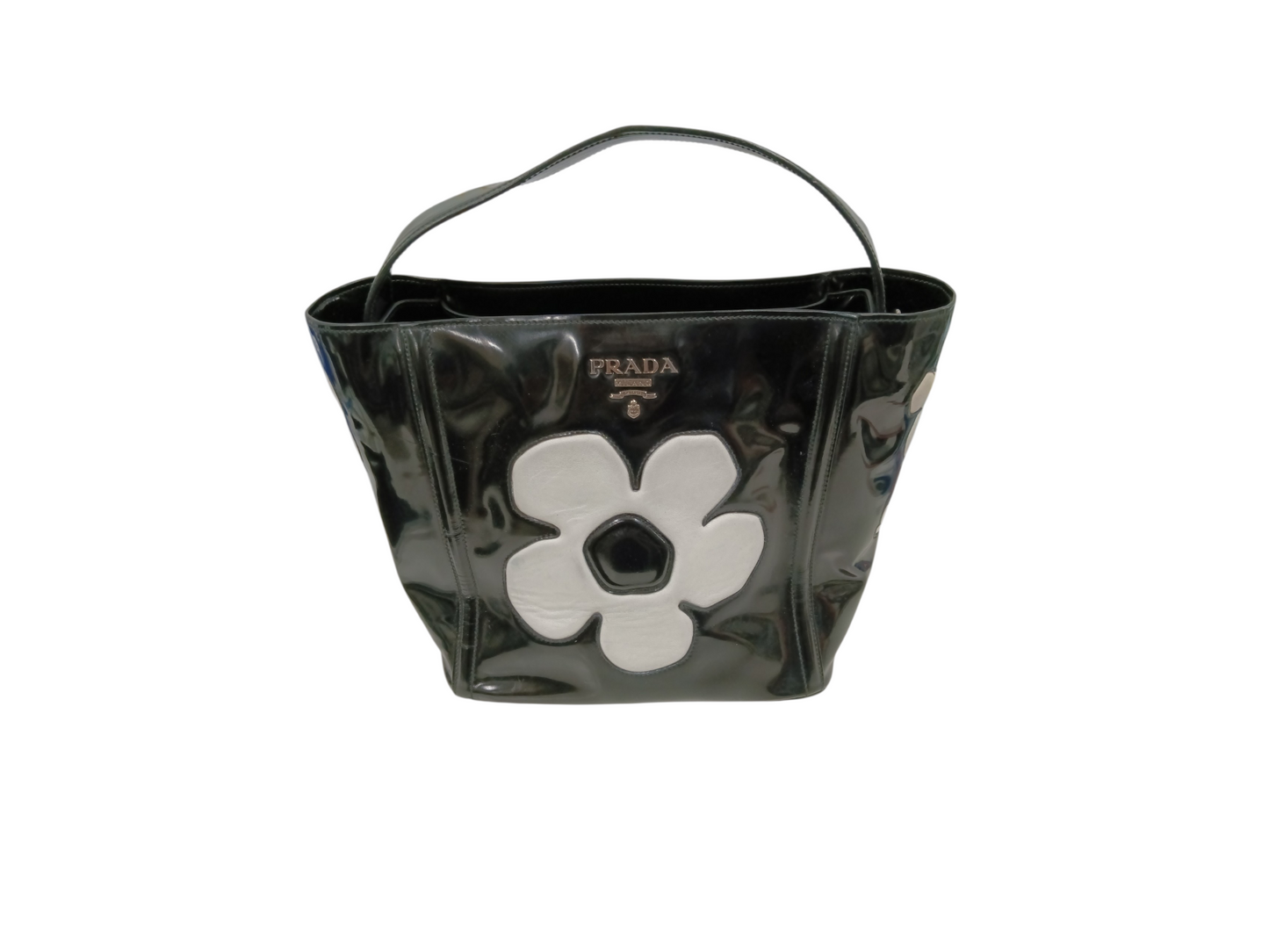 PRADA 2WAY BAG BLACK/W HITE