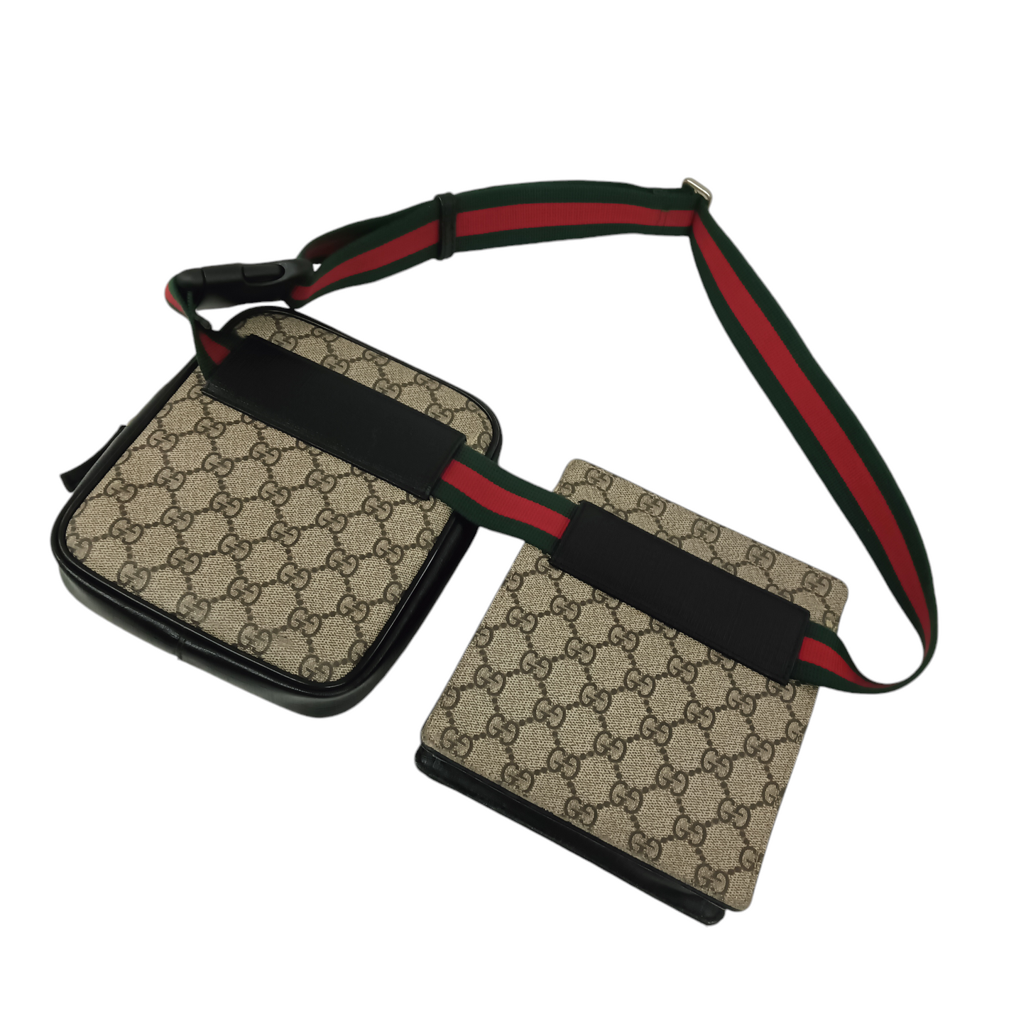 GUCCI Waist Pouch 450956 493075 Black/Beige Damage