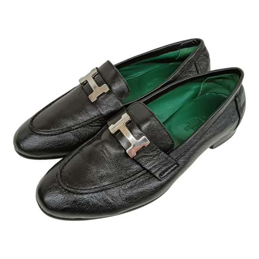 HERMES Loafers 36 Lady's Black