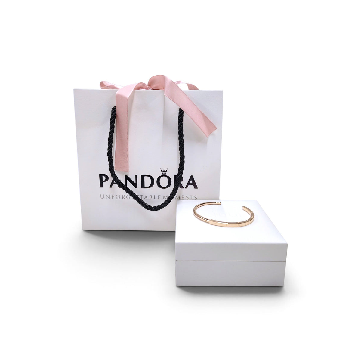 PANDORA Bracelet Rose Gold Signature I-D Open Bangle Rank A