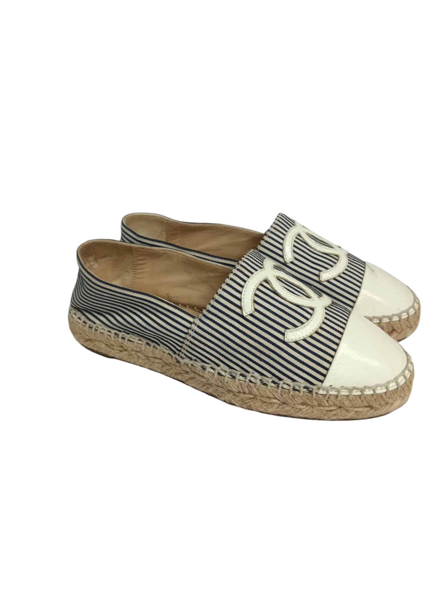 CHANEL ESPADRILLE 35 LADY'S WHITE/BLUE STAIN G29762 RANK(C)