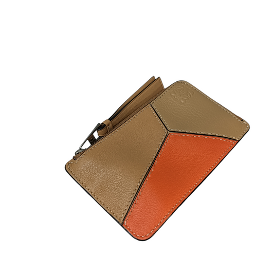 LOEWE Card Case 062242 Brown/Orange PUZZLE COIN CARD CASE