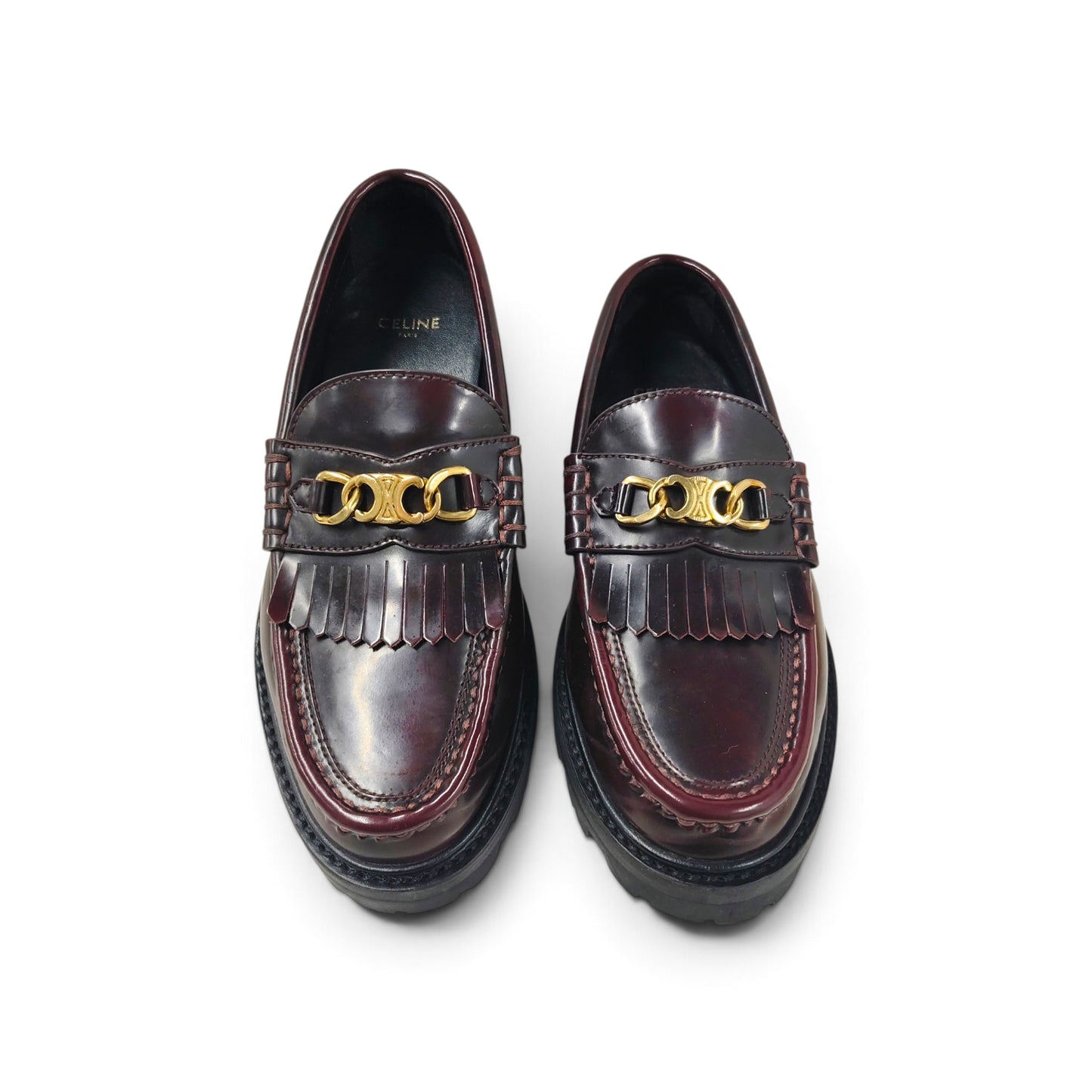 CELINE Loafers Size 37 Lady's Burgundy FA0271 Rank B