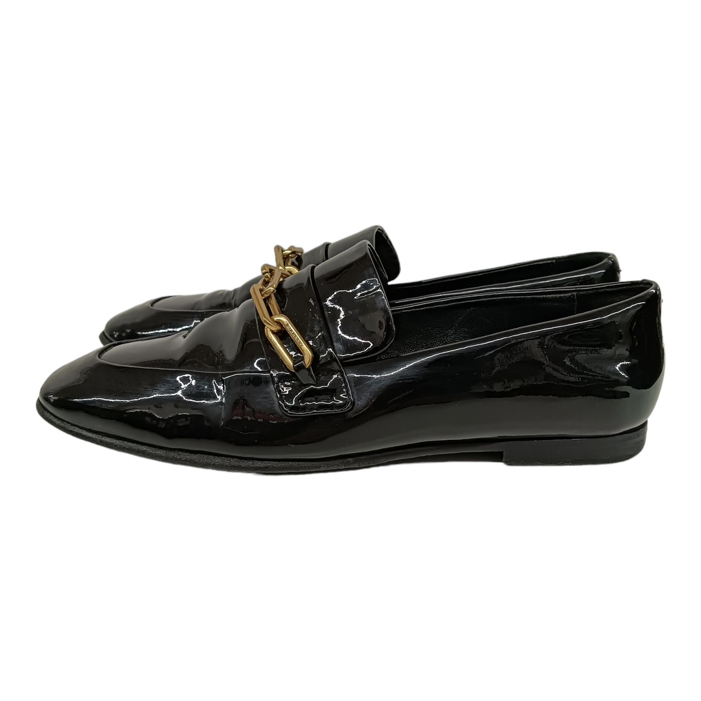 BURBERRY LONDON Enamel Shoes 39 Lady's Black ITCAL0C935M0N Chain