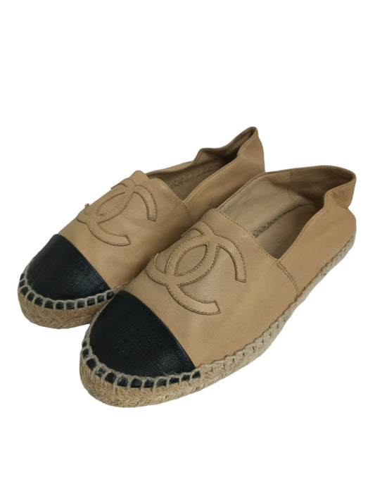 CHANEL ESPADRILLE SIZE 35 LADY'S BEIGE/BLACK G29762