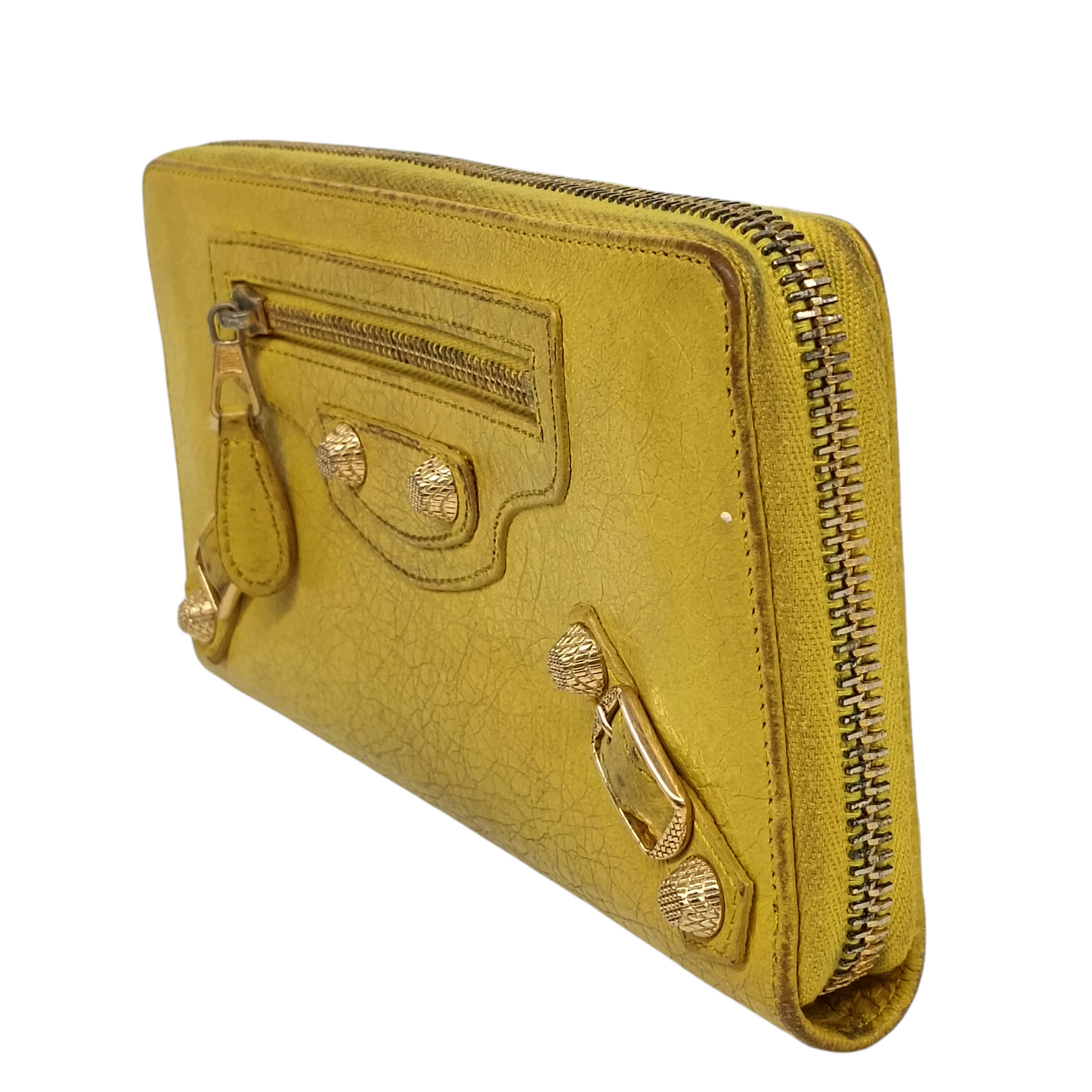 BALENCIAGA Long Wallet 253053 Yellow Stain/Damage